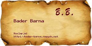 Bader Barna névjegykártya